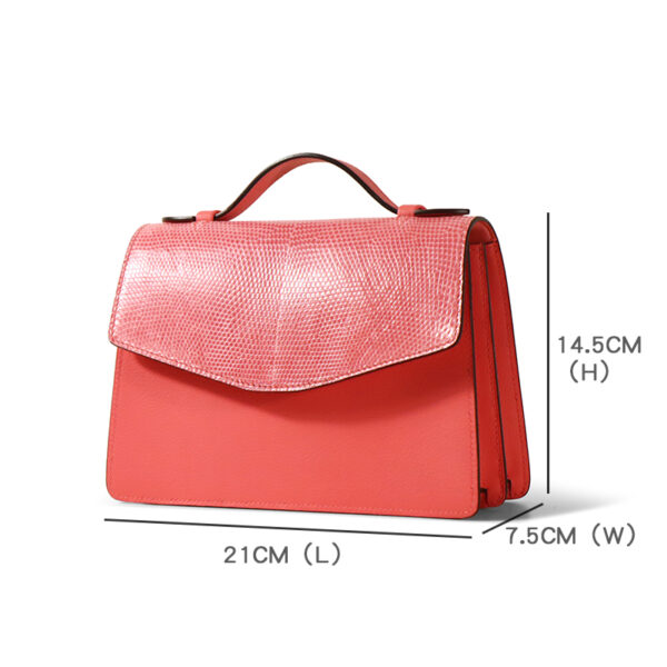 Fashionable lizard genuine leather flap single-shoulder bag - Image 3