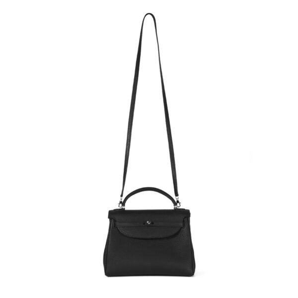 Togo Leather Lock and Flip Cover Women Handbag - With Detachable Strap