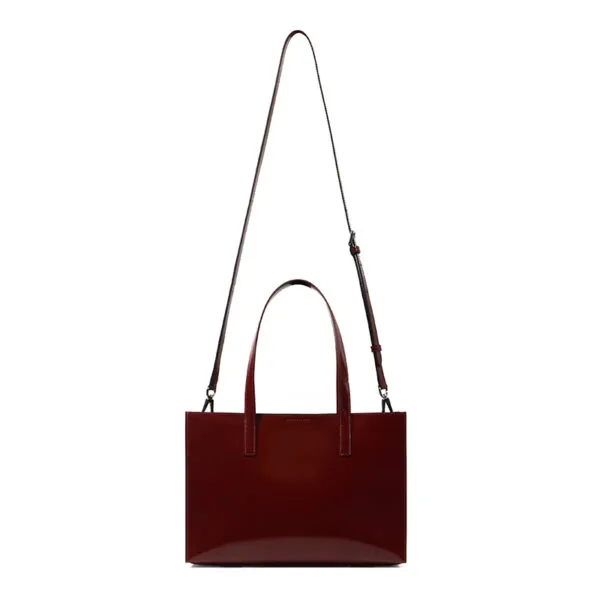 Fashionable square design box cowhide shiny tote bag - Image 5
