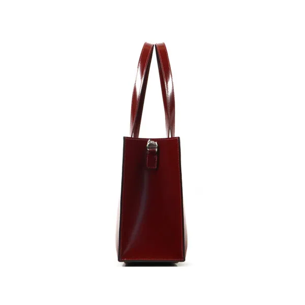 Fashionable square design box cowhide shiny tote bag - Image 6