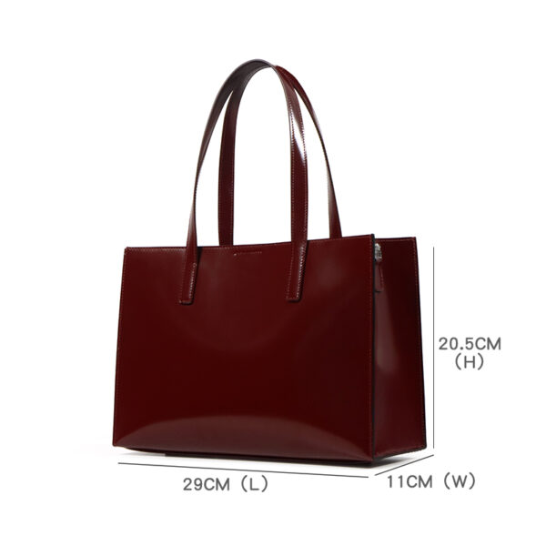 Fashionable square design box cowhide shiny tote bag - Image 3