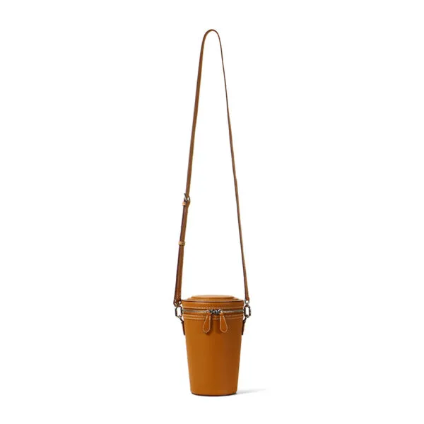 Epsom Leather Cylindrical Mini Crossbody Bag - Worn with Strap