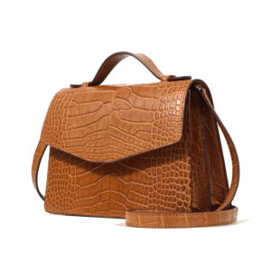 Fashionable flip-top magnetic clasp crocodile bag