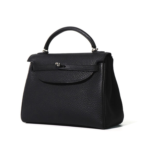 Togo Leather Lock and Flip Cover Women Handbag - Three-quarter Perspective