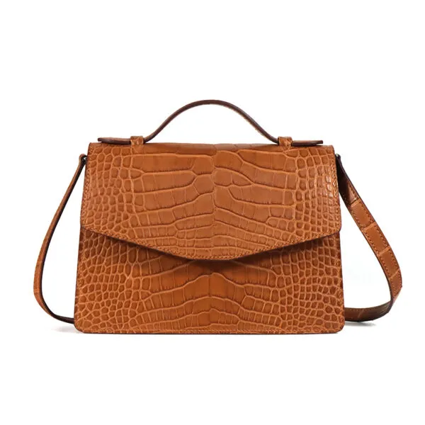 Fashionable flip-top magnetic clasp crocodile bag - Image 3