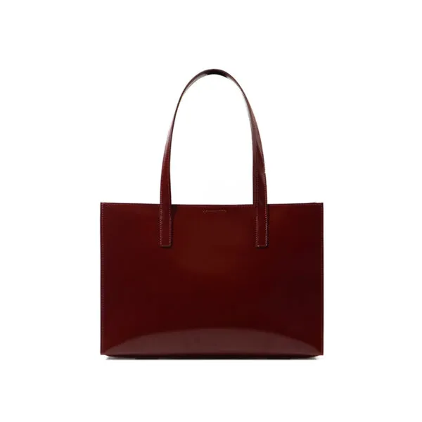 Fashionable square design box cowhide shiny tote bag - Image 2
