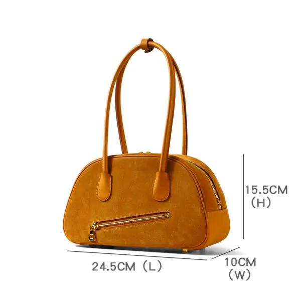 Sized smiley face suede underarm bag