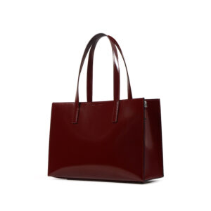 Fashionable square design box cowhide shiny tote bag