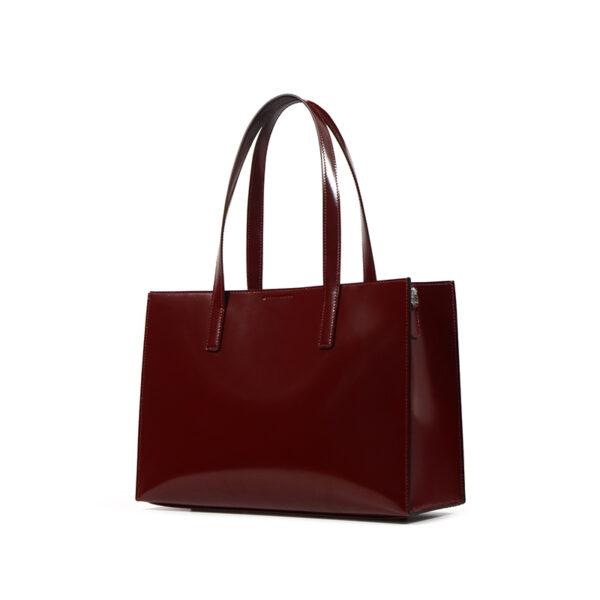 Fashionable square design box cowhide shiny tote bag