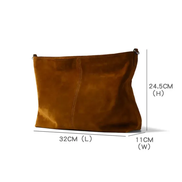 Large-Capacity Suede Crossbody Shoulder Bag - Size