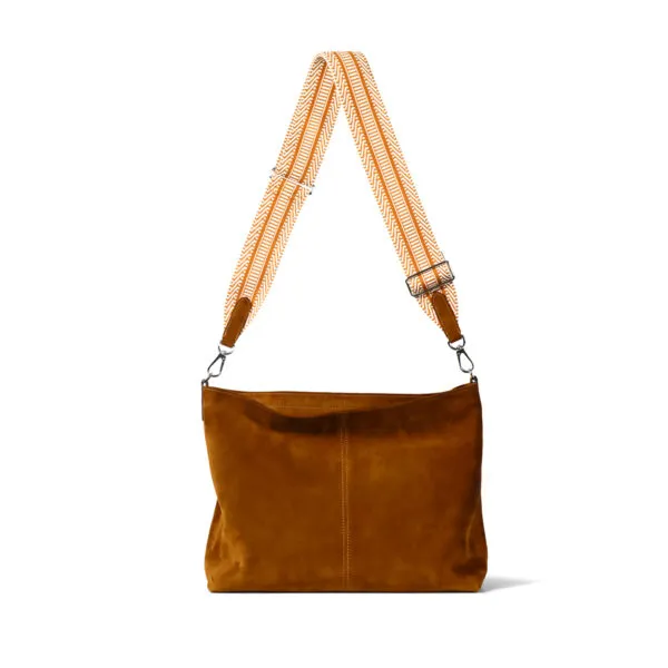 Large-Capacity Suede Crossbody Shoulder Bag - Worn with Strap
