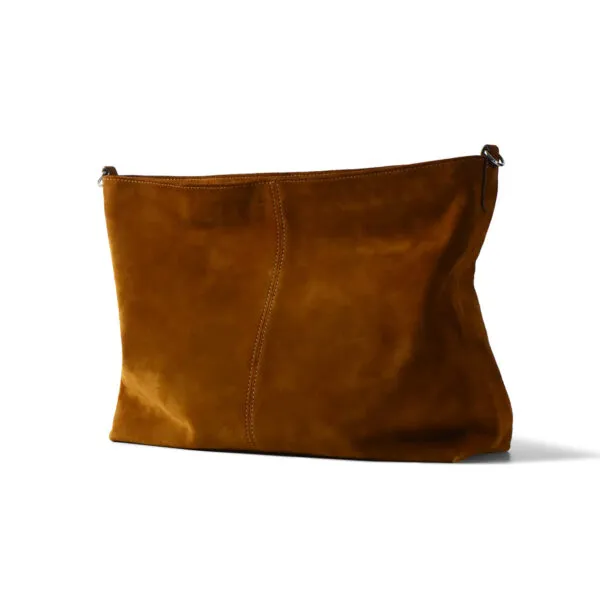 Large-Capacity Suede Crossbody Shoulder Bag - Three-quarter View