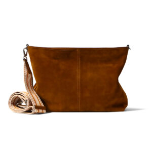 Large-Capacity Suede Crossbody Shoulder Bag - Front View