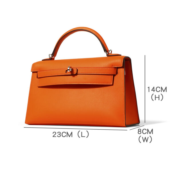 High-quality Swift Leather Luxury Handbag - Precision Dimension Schematic