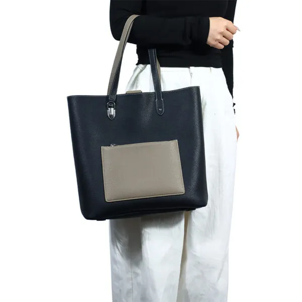 Large-capacity Cowhide Leather Fashion Tote - On-Body Lifestyle Shot