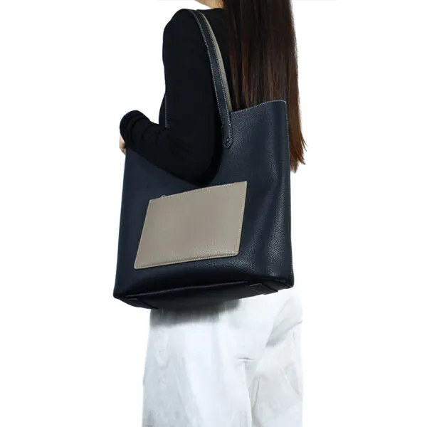 Large-capacity Cowhide Leather Fashion Tote - On-Body Lifestyle Shot