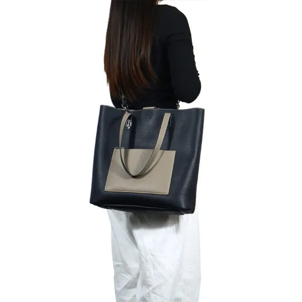 Large-capacity Cowhide Leather Fashion Tote - On-Body Lifestyle Shot