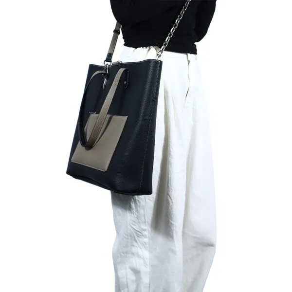 Large-capacity Cowhide Leather Fashion Tote - On-Body Lifestyle Shot