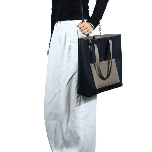 Large-capacity Cowhide Leather Fashion Tote - On-Body Lifestyle Shot