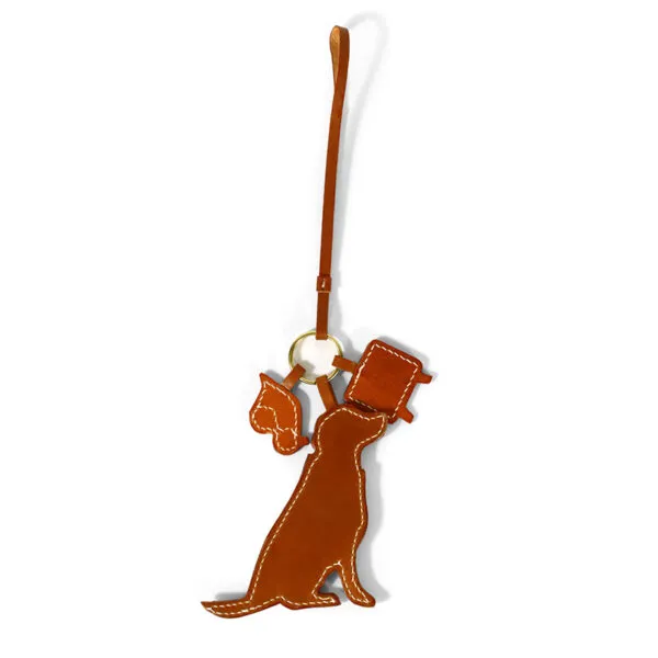 Cute Pet Genuine Leather Dog Cat Keychain - back