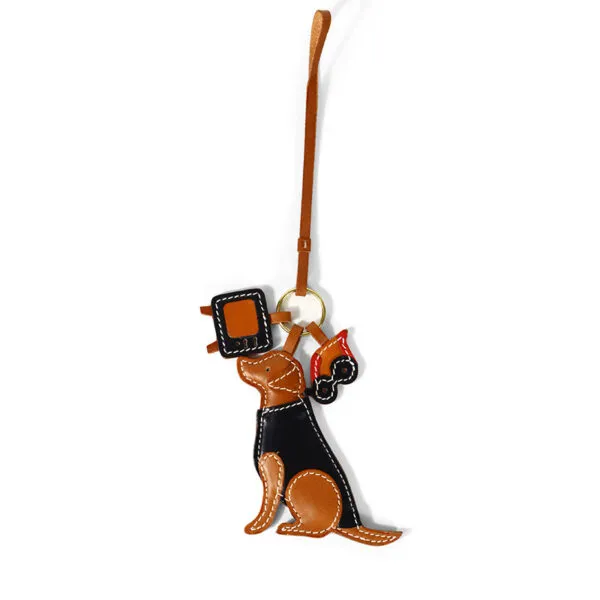 Cute Pet Genuine Leather Dog Cat Keychain