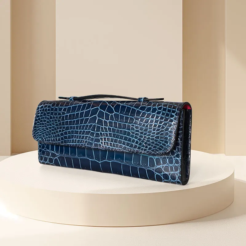 Flip-top Shiny Nile Crocodile Clutch bag - Illustration