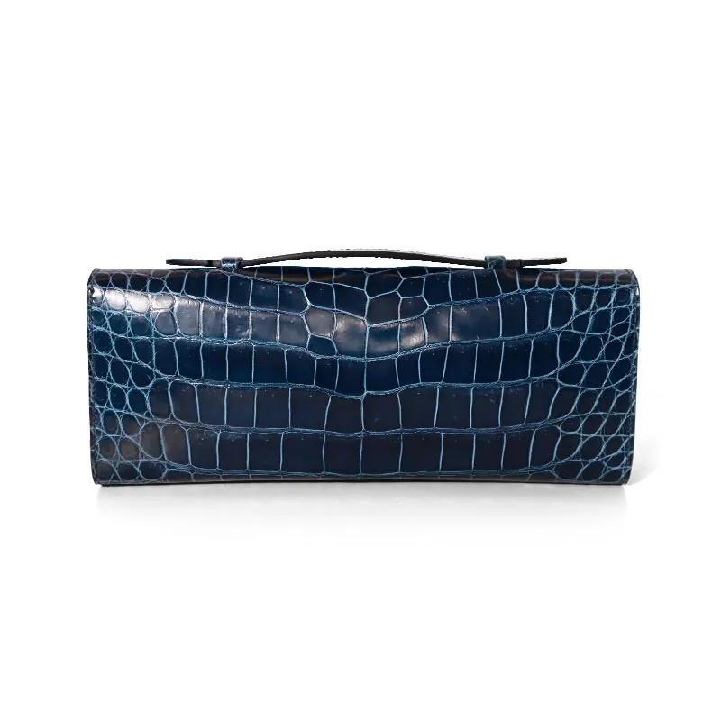 Flip-top Shiny Nile Crocodile Clutch bag - Reverse view